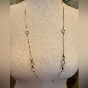 Swarovski Gold Circle Necklace with Crystals EUC